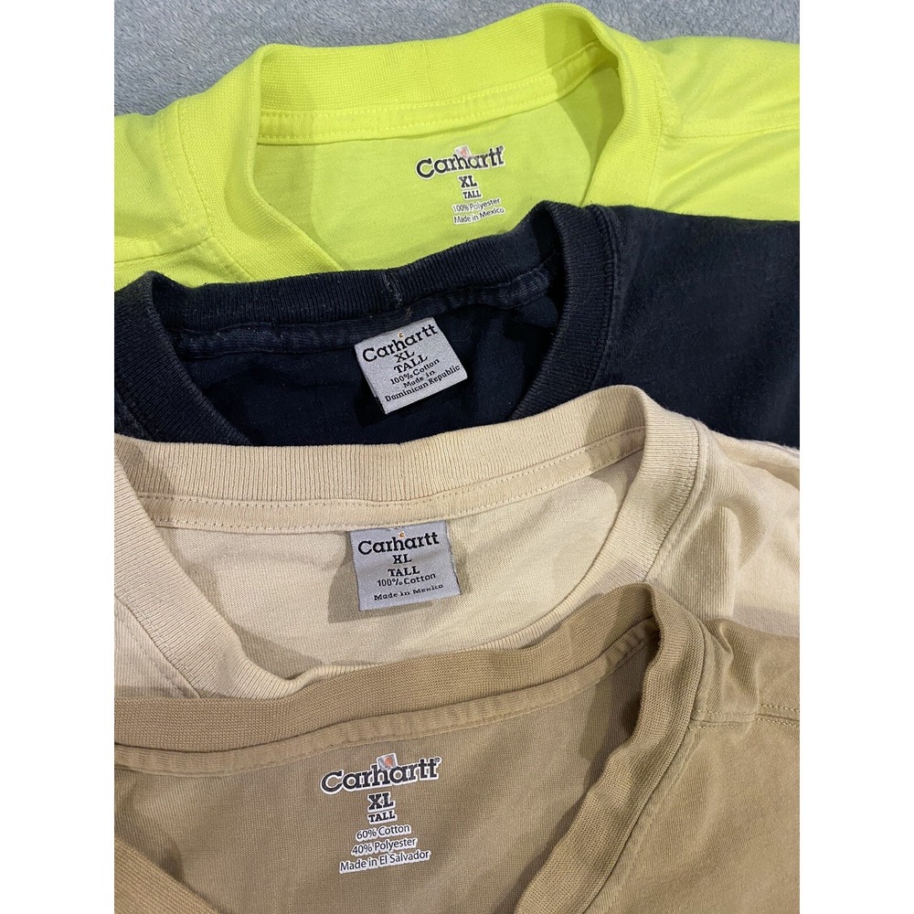 Mens Carhartt XL Tall Lot (4) T Tee Shirts MultiColors XL Tall Work Shirts